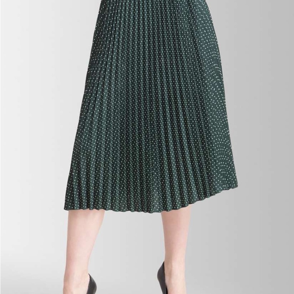 Vintage Leslie Fay Dark Green Polka Dot A-Line Skirt